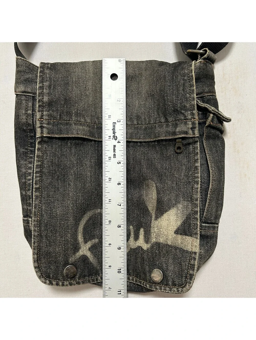 VTG Y2K Fcuk Jeans Dark Wash Cotton Denim Crossbody Bag Men's One Size Black